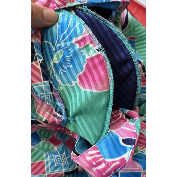 Vintage Mayeelok Blouson Dress Womens small S Colorful Floral Satin Pleated 80s‎ - Picture 6 of 6